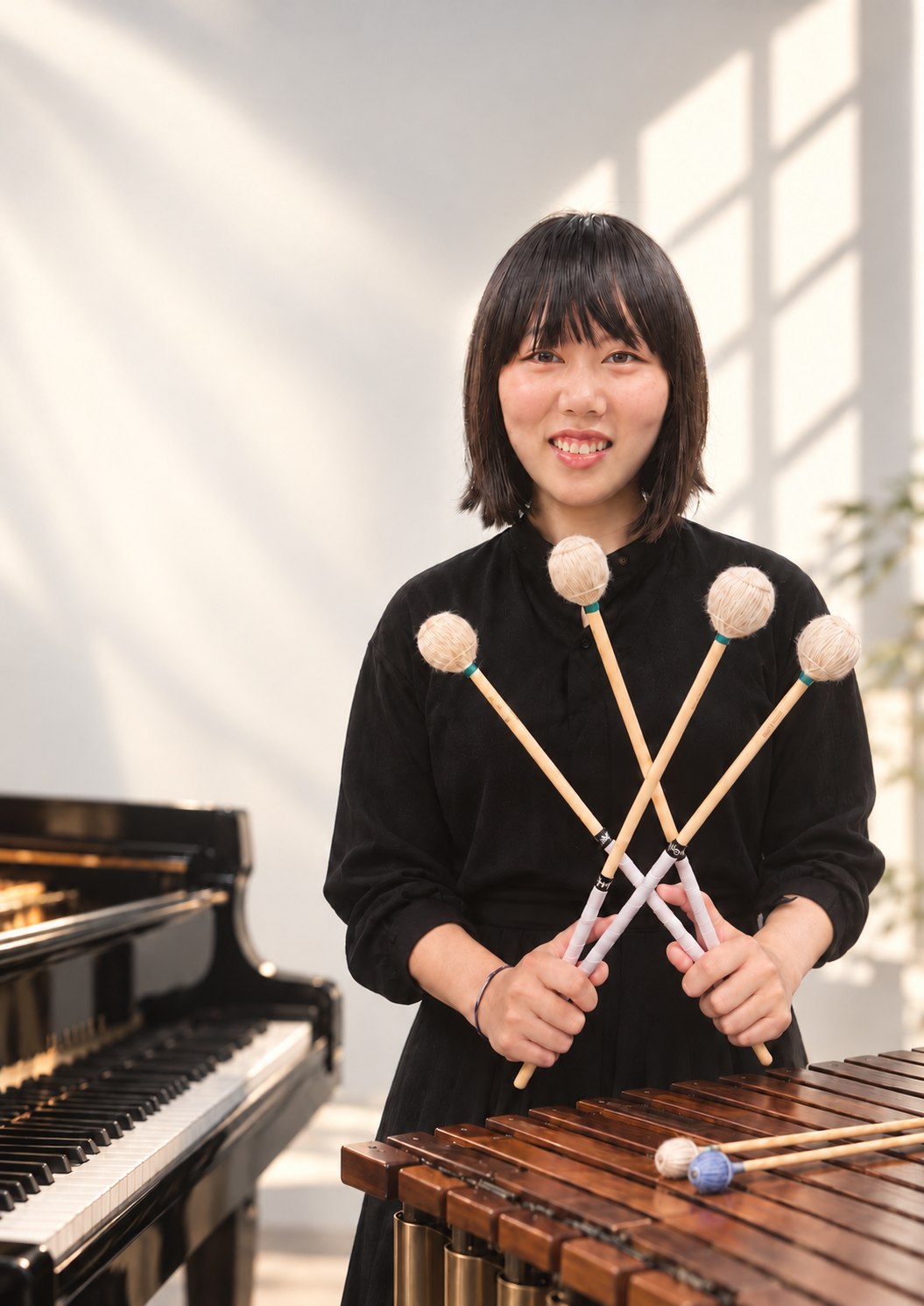 詹茵棋,主修鋼琴、打擊